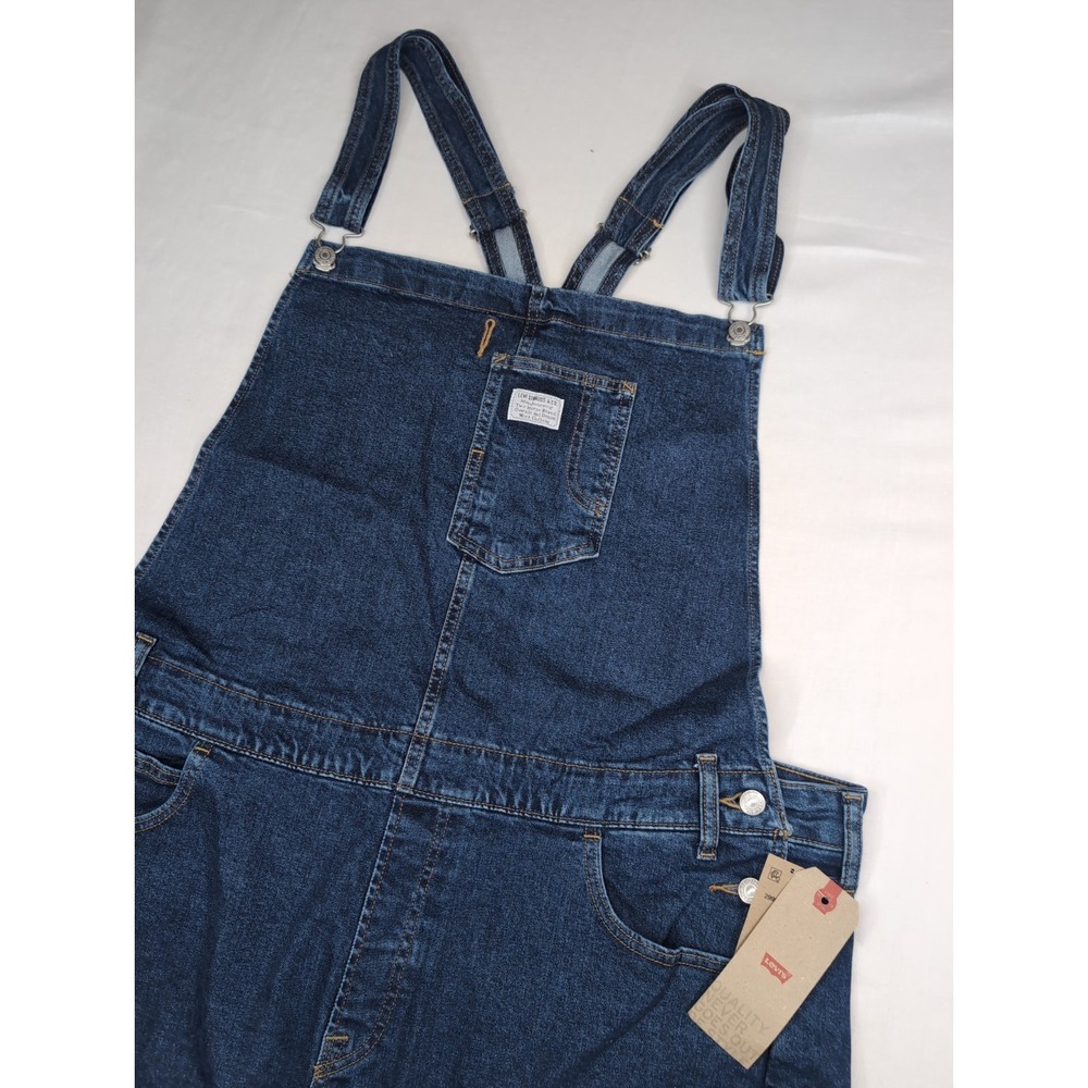 New Levi's Womens 24 Overall Bibs Jeans Dark Wash Denim Straight Leg Work Garden